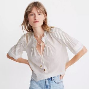 Madewell x Warm size S Pintuck Tie Neck top